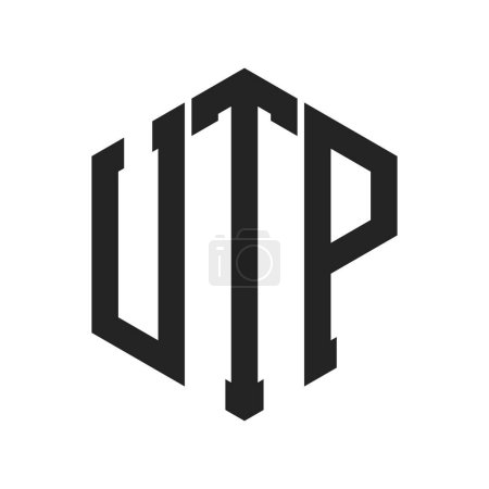 Diseño de Logo UTP. Logo inicial del monograma de la letra UTP usando la forma del hexágono