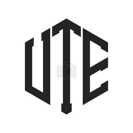Diseño de Logo UTE. Logo inicial del monograma de la letra UTE usando la forma del hexágono