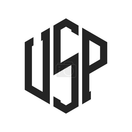 USP Logo Design. Anfangsbuchstabe USP Monogramm Logo mit Hexagon-Form