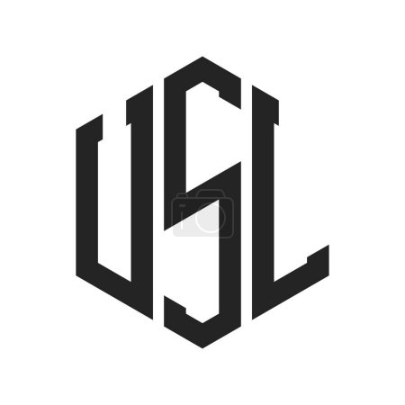 USL Logo Design. Anfangsbuchstabe USL Monogramm Logo mit Hexagon-Form