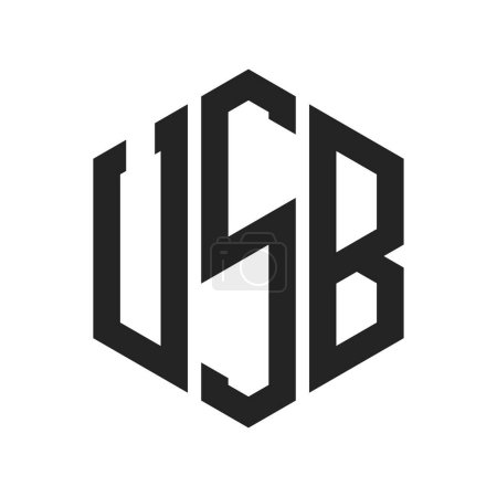 Diseño de Logo USB. Logo inicial del monograma USB de la letra usando la forma del hexágono