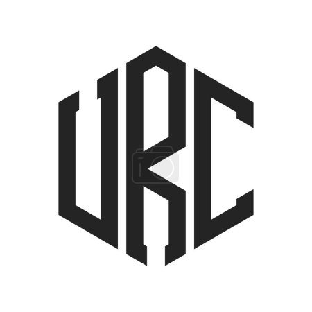 URC Logo Design. Initial Letter URC Monogram Logo mit Hexagon-Form