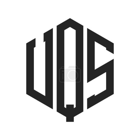 Conception de logo UQS. Logo de monogramme de la lettre initiale UQS utilisant la forme hexagonale