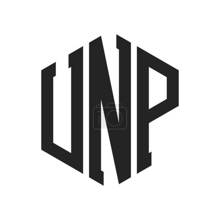 Conception de logo UNP. Lettre initiale UNP Monogram Logo utilisant la forme hexagonale