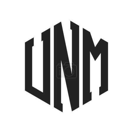 UNM Logo Design. Anfangsbuchstabe UNM Monogramm Logo mit Hexagon-Form