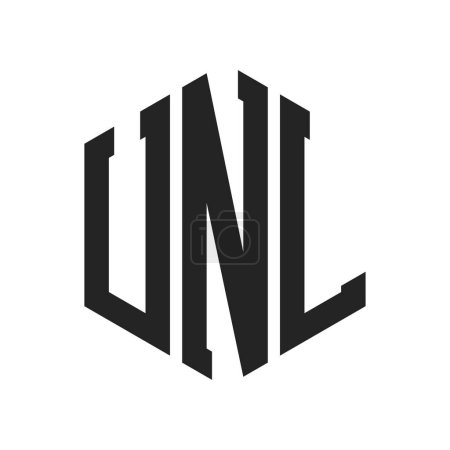 UNL Logo Design. Anfangsbuchstabe UNL Monogramm Logo mit Hexagon-Form