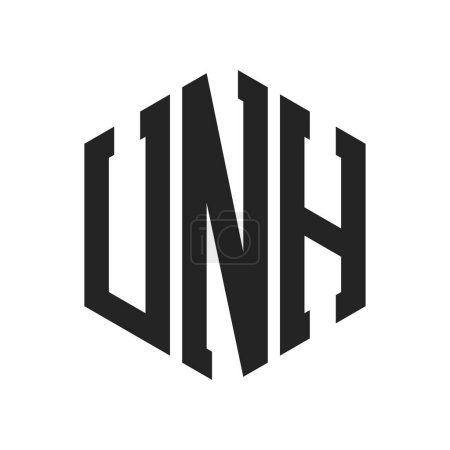 UNH Logo Design. Initial Letter UNH Monogram Logo using Hexagon shape