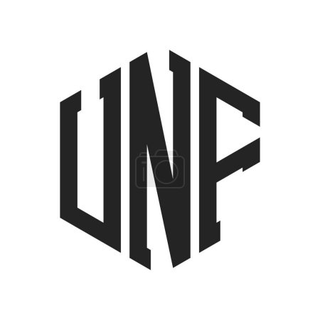 UNF Logo Design. Initial Letter UNF Monogram Logo using Hexagon shape