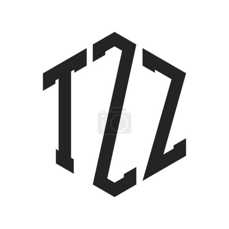 Téléchargez les illustrations : Logo TZZ Design. Logo de monogramme de la lettre initiale TZZ utilisant la forme hexagonale - en licence libre de droit