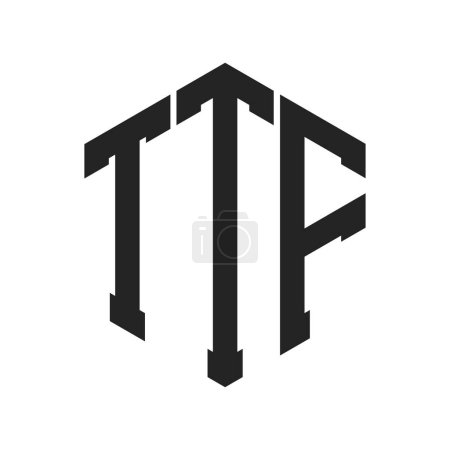Illustration for TTF Logo Design. Initial Letter TTF Monogram Logo using Hexagon shape - Royalty Free Image
