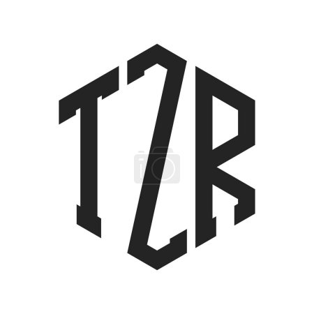 Ilustración de Diseño de Logo TZR. Logo inicial del monograma de la letra TZR usando la forma del hexágono - Imagen libre de derechos