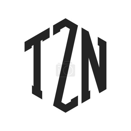 Ilustración de Diseño de Logo TZN. Logo inicial del monograma de la letra TZN usando la forma del hexágono - Imagen libre de derechos