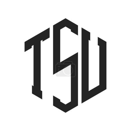 Diseño de Logo TSU. Logo inicial del monograma de la letra TSU usando la forma del hexágono