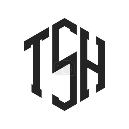 Diseño de Logo TSH. Letra Inicial TSH Monogram Logo usando la forma del hexágono