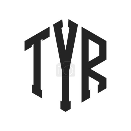 Illustration for TYR Logo Design. Initial Letter TYR Monogram Logo using Hexagon shape - Royalty Free Image