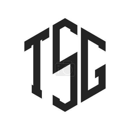 Illustration for TSG Logo Design. Initial Letter TSG Monogram Logo using Hexagon shape - Royalty Free Image
