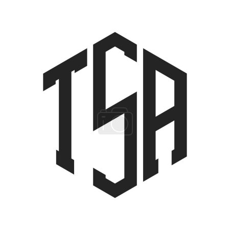 Illustration for TSA Logo Design. Initial Letter TSA Monogram Logo using Hexagon shape - Royalty Free Image