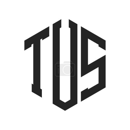 Ilustración de Diseño de Logo TUS. Logo inicial del monograma TUS de la letra usando la forma del hexágono - Imagen libre de derechos
