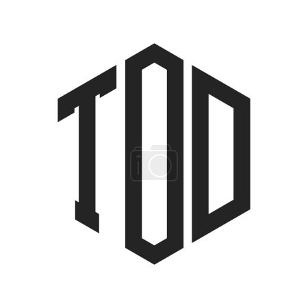 Illustration for TOD Logo Design. Initial Letter TOD Monogram Logo using Hexagon shape - Royalty Free Image