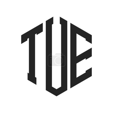 Diseño de Logo TUE. Letra inicial TUE Monogram Logo usando la forma del hexágono