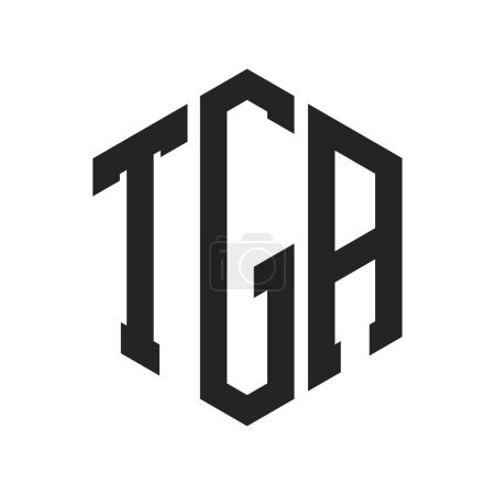 Illustration for TGA Logo Design. Initial Letter TGA Monogram Logo using Hexagon shape - Royalty Free Image