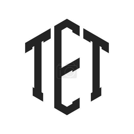 Illustration for TET Logo Design. Initial Letter TET Monogram Logo using Hexagon shape - Royalty Free Image