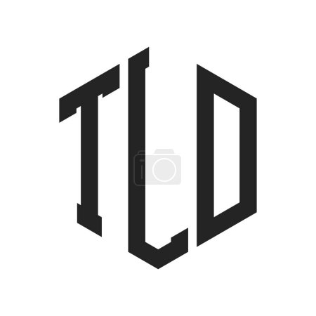 Diseño de Logo TLD. Logo inicial del monograma TLD con forma de hexágono