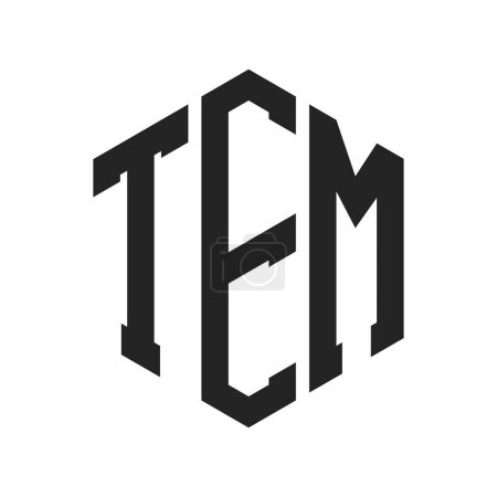 Diseño de Logo TEM. Logo inicial del monograma de la letra TEM usando la forma del hexágono