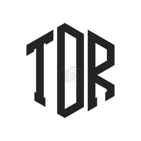 Diseño de Logo TDR. Logo inicial del monograma de la letra TDR usando la forma del hexágono