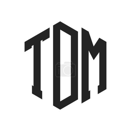 Diseño de Logo TDM. Logo inicial del monograma de la letra TDM usando la forma del hexágono