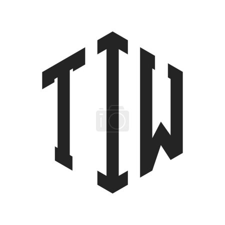 TIW Logo Design. Letra inicial TIW Monogram Logo con forma de hexágono