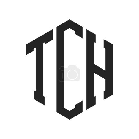 Diseño de Logo TCH. Carta Inicial TCH Monogram Logo con forma de hexágono