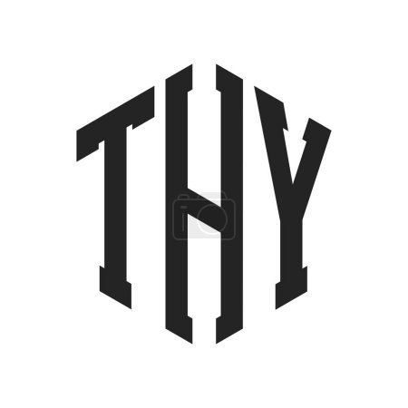 THY Logo Design. Initial Letter THY Monogram Logo using Hexagon shape