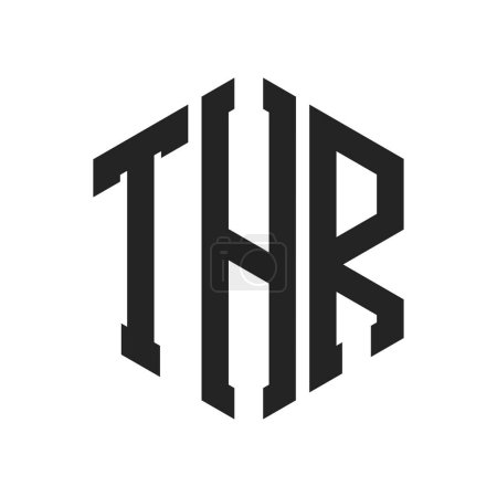 Illustration for THR Logo Design. Initial Letter THR Monogram Logo using Hexagon shape - Royalty Free Image