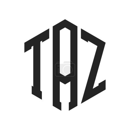 Diseño de Logo TAZ. Letra Inicial TAZ Monogram Logo usando la forma del hexágono