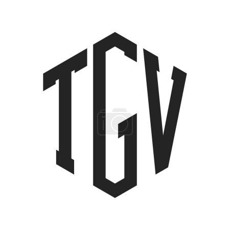 Conception de logo TGV. Logo de monogramme de TGV de lettre initiale utilisant la forme hexagonale