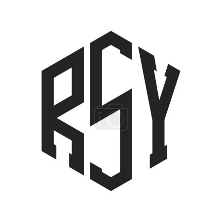 Illustration for RSY Logo Design. Initial Letter RSY Monogram Logo using Hexagon shape - Royalty Free Image