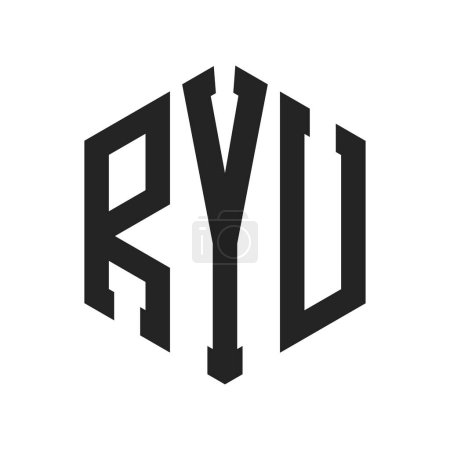 Conception de logo RYU. Lettre initiale Logo monogramme RYU en forme d'hexagone