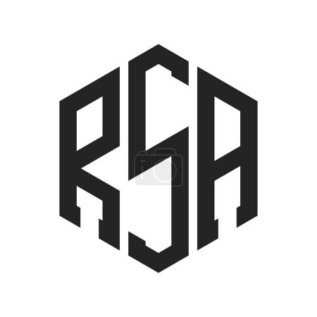 Diseño de Logo RSA. Logo inicial de la carta RSA Monogram usando la forma del hexágono