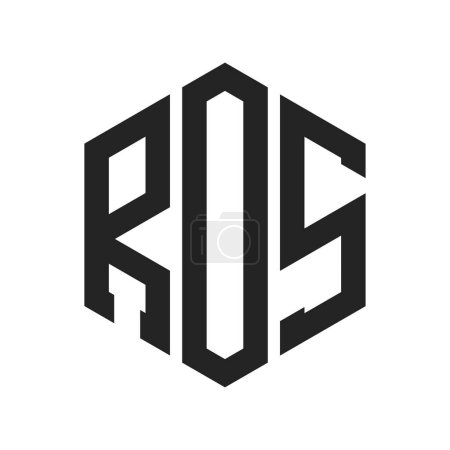 ROS Logo Design. Initial Letter ROS Monogram Logo using Hexagon shape