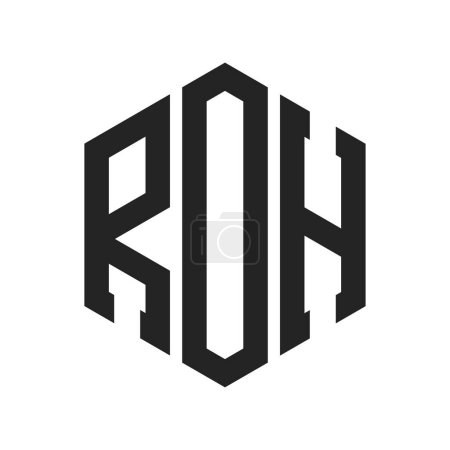 Illustration for ROH Logo Design. Initial Letter ROH Monogram Logo using Hexagon shape - Royalty Free Image