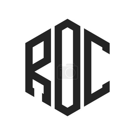Diseño de Logo ROC. Letra inicial ROC Monogram Logo usando la forma del hexágono