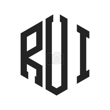 Ilustración de Diseño de Logo RUI. Logo inicial del monograma RUI de la letra usando la forma del hexágono - Imagen libre de derechos