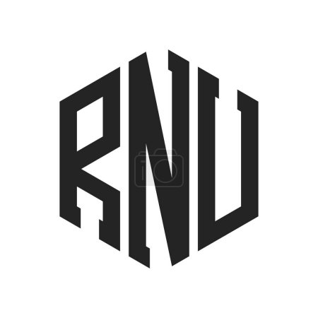 Ilustración de Diseño de Logo RNU. Logo inicial del monograma de la RNU de la letra usando forma del hexágono - Imagen libre de derechos