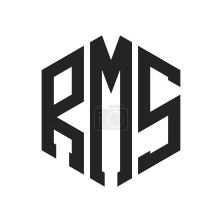 RMS Logo Design. Initial Letter RMS Monogram Logo mit Hexagon-Form