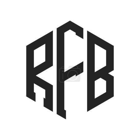 Téléchargez les illustrations : Conception de logo RFB. Lettre initiale Logo Monogramme RFB en forme d'hexagone - en licence libre de droit