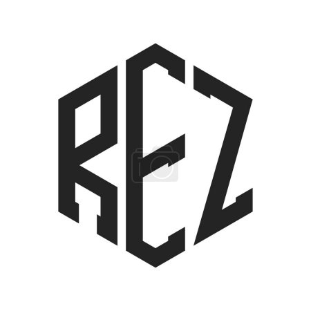 Diseño de Logo REZ. Logo inicial de la carta REZ Monogram usando la forma del hexágono