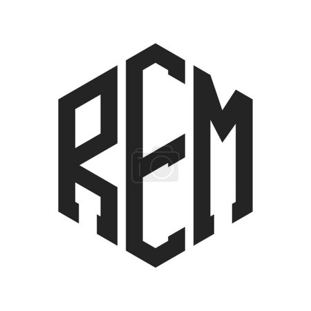 REM Logo Design. Initial Letter REM Monogram Logo using Hexagon shape