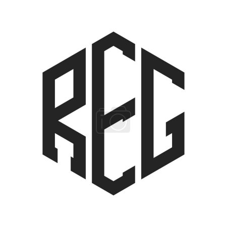 REG Logo Design. Anfangsbuchstabe REG Monogramm Logo mit Sechseck-Form