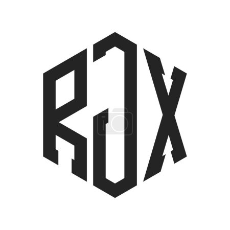 Téléchargez les illustrations : Conception de logo RJX. Logo de monogramme de la lettre initiale RJX utilisant la forme hexagonale - en licence libre de droit